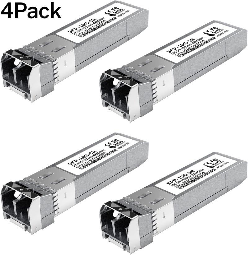 FTTPVIPS 4PCS 10GBase-SR SFP+ Module, Multi-Mode LC Ethernet Transceiver, 10G 850nm MMF up to 400m, Compatible with Cisco SFP-10G-SR, Meraki, Ubiquiti UF-MM-10G, Mikrotik, Netgear, HPE, TP-Link, Aruba and More - Image 2